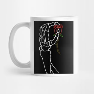 Skeleton Hand Holding Rose Mug